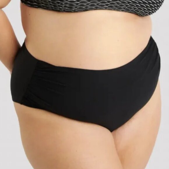 Oraki Glory High Rise Draped Bikini Bottom Black Sz 2X - Picture 1 of 8